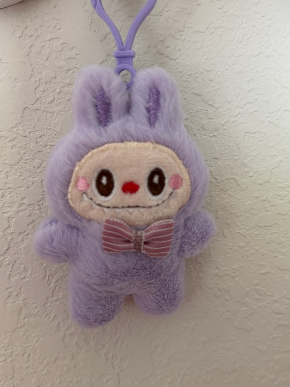 Plush Lavender Keychain with Bow Accent